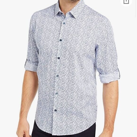 Alfani Men’s Button Down Shirt Geo Static Print - Picture 1 of 6